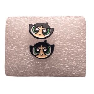 Powerpuff Girls Buttercup Face Whimsical Stud Earrings Cute Anime Action Inspire